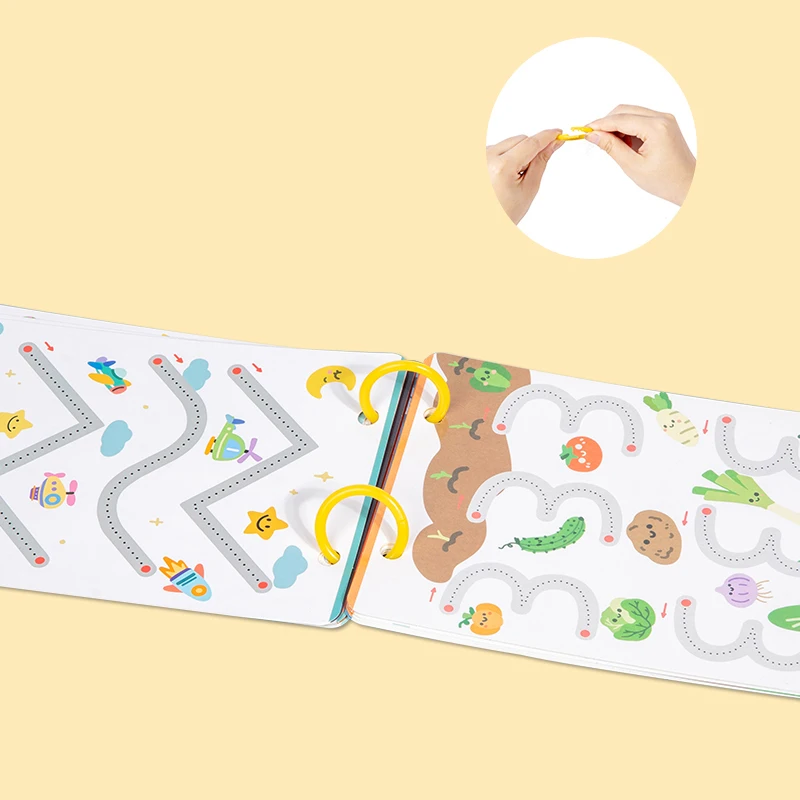 كتاب تتبع سحري للأطفال ، كتب مونتيسوري التعليمية للأطفال ، التدريب على التحكم بالقلم ، كتاب الخط القابل لإعادة الاستخدام #4