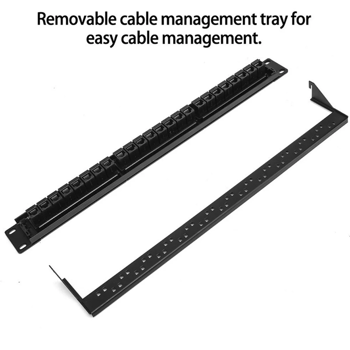 Panel de conexión CAT6 de 24 puertos de paso de gabinete 1U de 19 pulgadas, puerto de contacto RJ45 (puerto de contacto RJ45), marco Modular