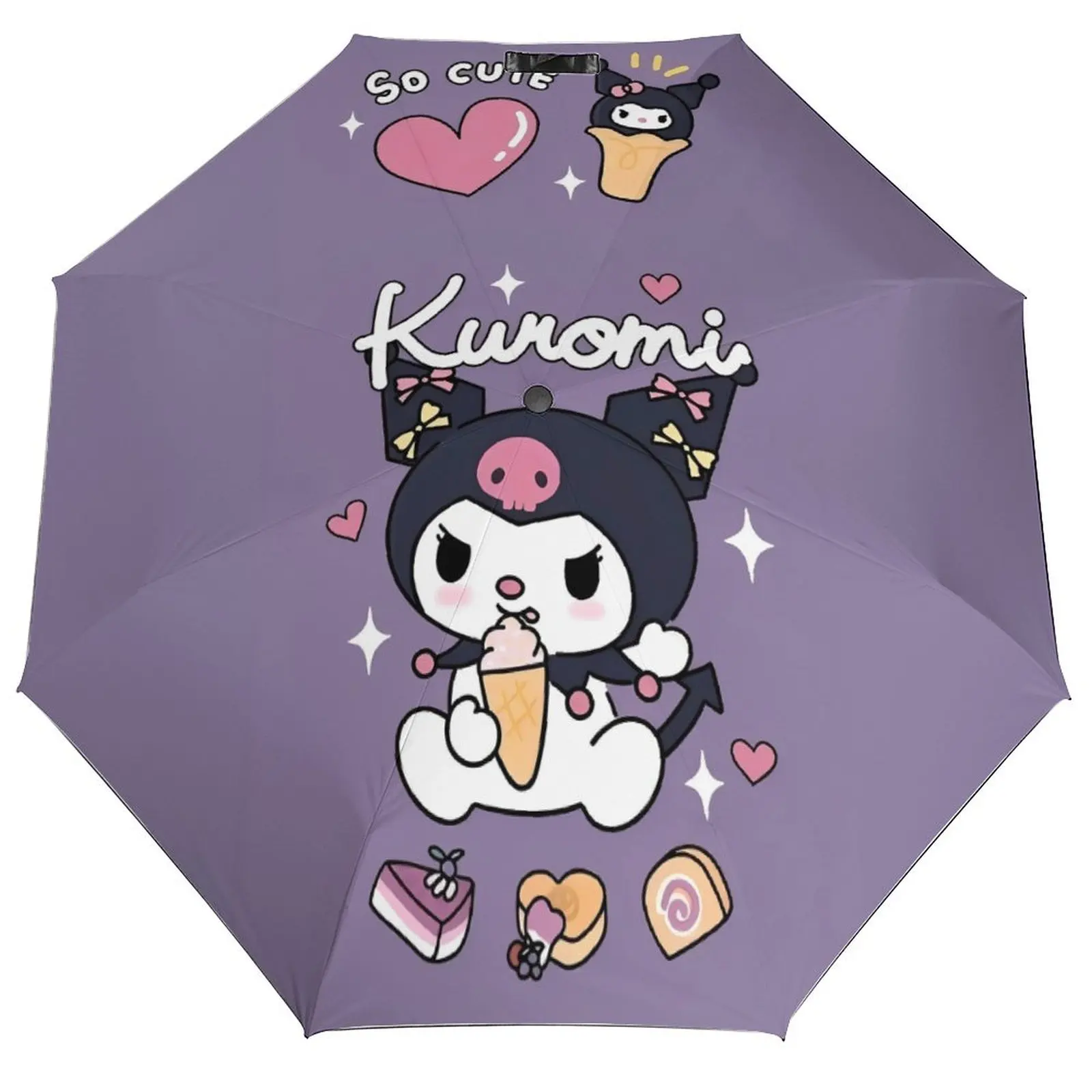

Kawaii Kuromi японский милый мультяшный зонт тройной автоматический зонт от солнца для мужчин и женщин модный складной дорожный зонт