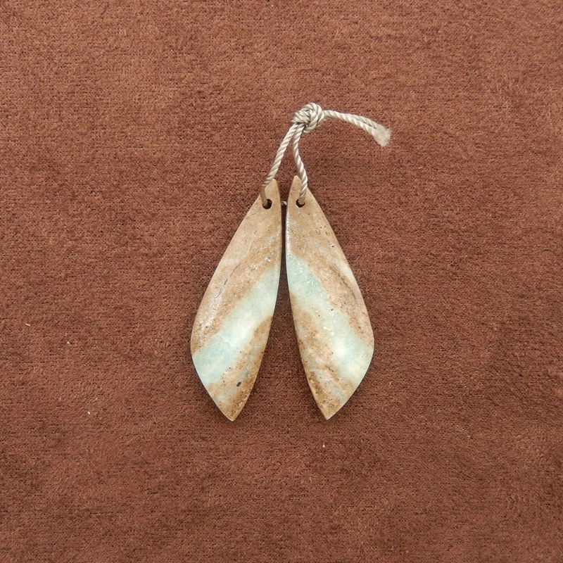 

Пара подвесок-капель из натурального гемиморфита — коричнево-зеленый драгоценный камень с прожилками для серег ручной работы и ювелирных изделий своими руками 35x11x4 мм-4,1 г