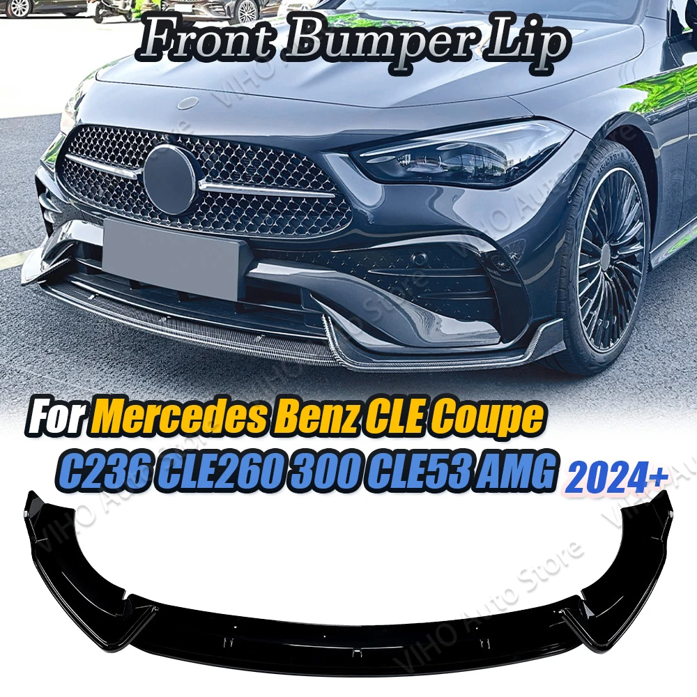 For Mercedes Benz CLE Coupe C236 CLE260 300 450 CLE53 2024 Car Front Bumper Lip Splitter Diffuser Body Kit Spoiler Trim Tuning