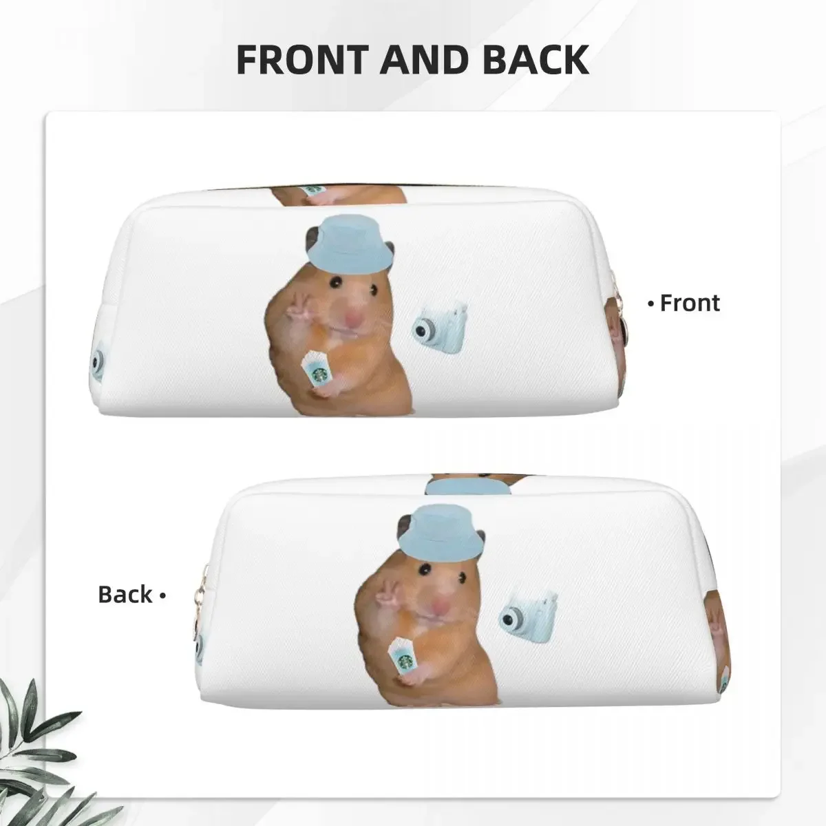 Peace Sign Hamster Meme With Camera Pencil Cases Pencil Pouch Large Storage Pen Box Pencil Bag for Boy Girl Gifts