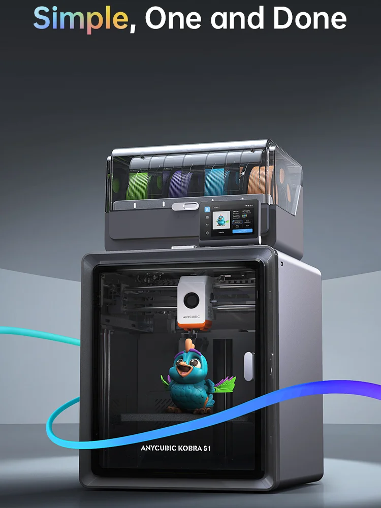 Anycubic Kobra S1 Combo Meerkleurige 3D-printer Hoge precisiekern XY Stabiele structuur Ultrastille maximale snelheid 600 mm/s 3D-printer - afbeelding 2