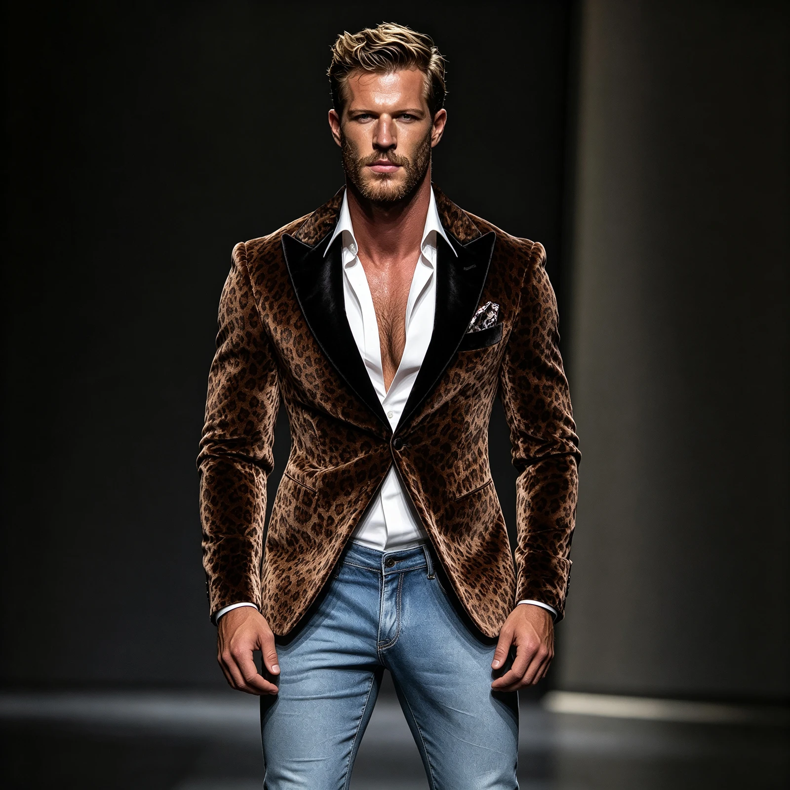 Leopard Men's Suits Peaked Lapel One Piece Jacket Blazer Business Formal Work Wear Wedding Groom Tuxedo Customized Costume Homme