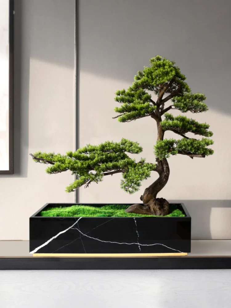 XK Chinese Zen Artificial Plant Bonsai Welcome Pine Decoration Office Living Room