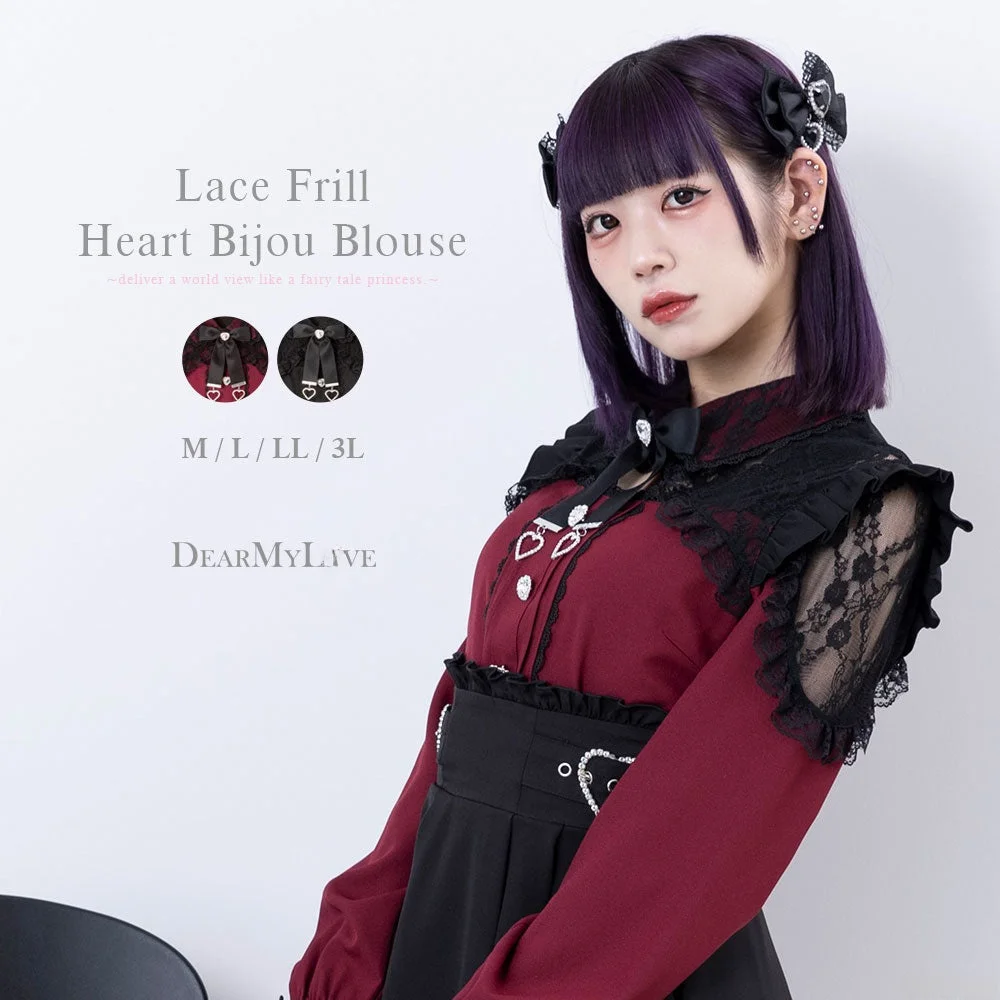 

New Sweet Japanese Sle irt Lace Splicing Lolita Blouse Heavy Work Rhinestone Button Knot Versatile Women's irt