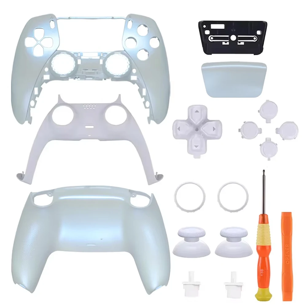 Zamiennik dla PS5 Pearl White obudowa kontrolera obudowa Shell BDM-010/020/030/040/050 przednia tylna pokrywa touchpada 3D Cap przyciski — 2
