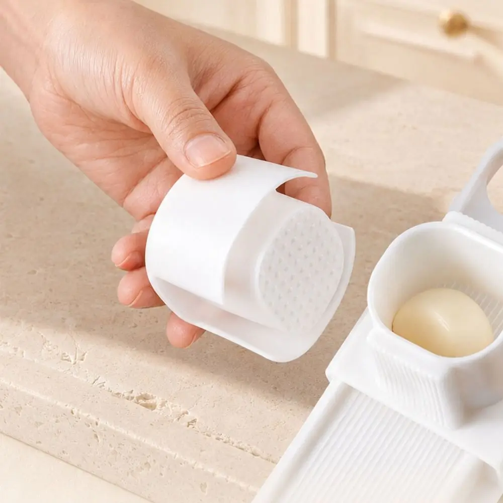 2 in 1 Garlic Slicer Non-slip Base Double-Sided Use Garlic Chopper Manual with Hand Protector Vegetable Shredder Cucumbers