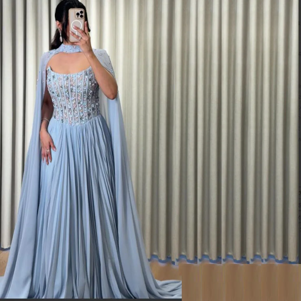 

Платье для выпускного вечера с корсетом и цветочным принтом по индивидуальному заказу, вечернее платье трапециевидной формы без бретелек с кристаллами, пыльно-синее платье, платья de novia