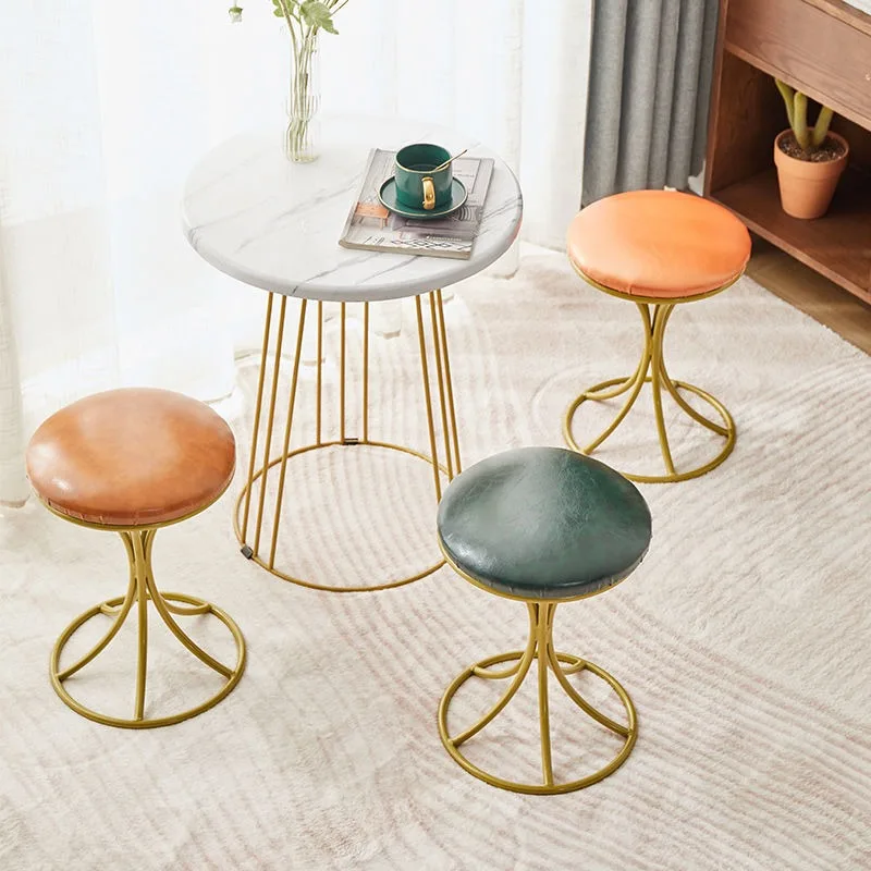 

Stool Home Dressing Stools Creative Living Room Small Benches Nordic Light Luxury Makeup Stools Round Low Ottomans Furniture