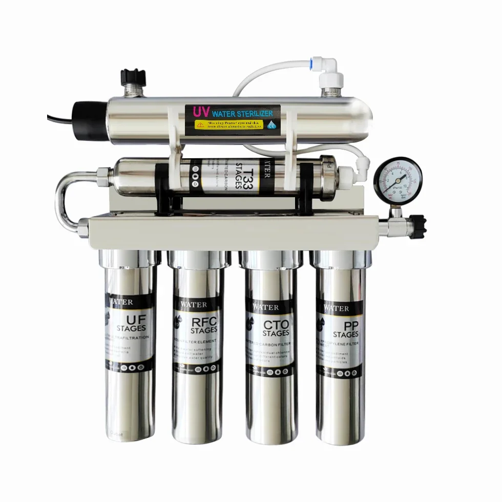 Filtro de agua purificador de agua potable directo UV, ultrafiltración de agua suave de carbón activado para cocina doméstica de 6 etapas