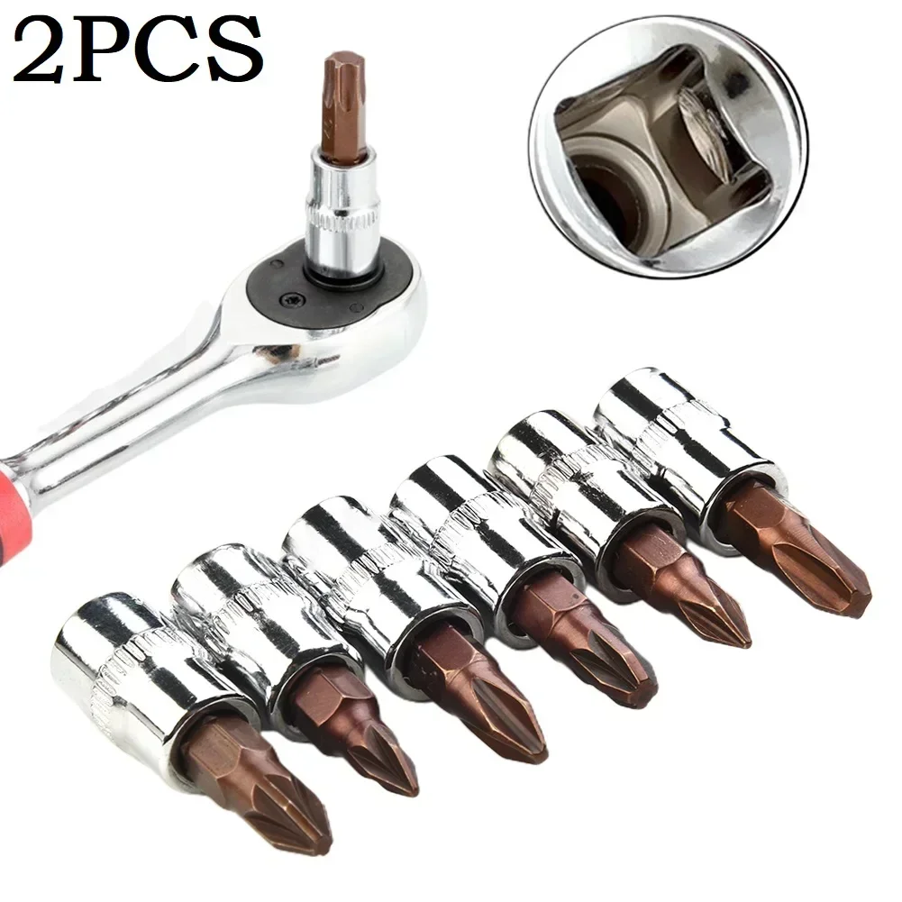 2pcs Cross Pozi Bit Socekt Chrome Vanadium 6.3mm 1/4 Inch Drive Wrench Bit PH1 PH 2 PH3 PZ1 PZ2 PZ3 Screwdriver Bits