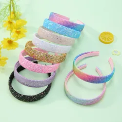 Tiaras brilhantes com glitter para crianças, acessórios de cabelo para meninas, faixa de cabeça fofa para crianças, faixa de cabelo infantil com brilho grosso