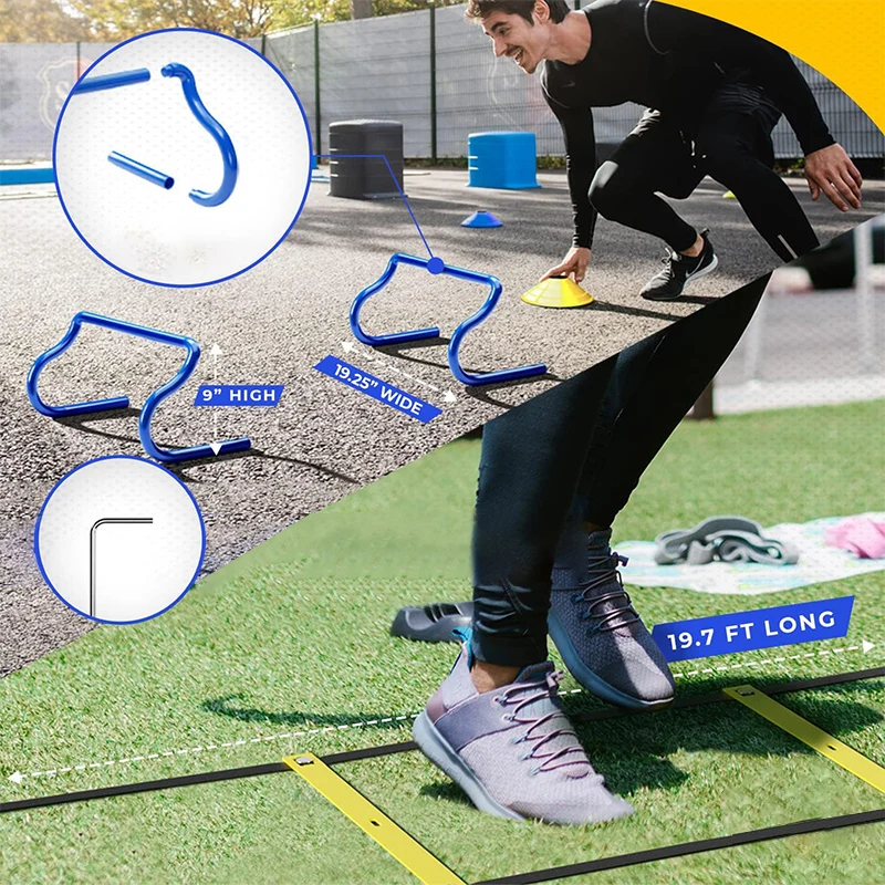 Set di attrezzature per allenamento da calcio all'ingrosso, ostacoli per agilità, set di attrezzature per allenamento da calcio con paracadute di resistenza per lo sport