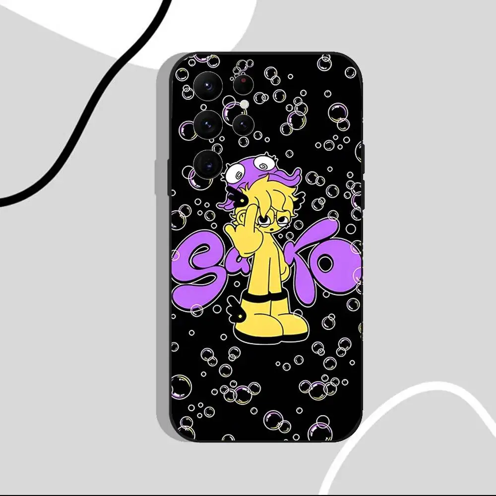 Funda de teléfono Singer Saiko Sakura para Samsung S25,S24 Ultra,S20,S30 plus,S22 Plus,S23,Ultra 5G, carcasa negra de silicona