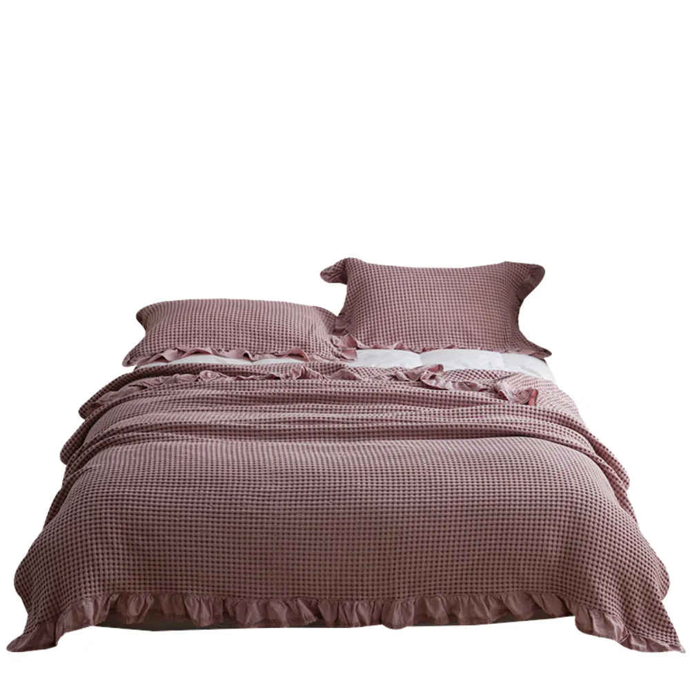 

100% Cotton Solid Color Soft No Shedding Bedding Set Warm Throw Blanket for Sofa Travel Bed Bedding
