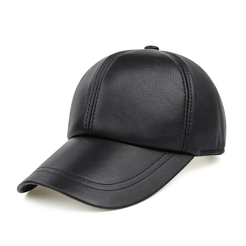 Sales Four Seasons Men black Color Real Leather Baseball Caps Men Ladies Youth Duck Tongue Wamr Hats Hip Pop Bonnet