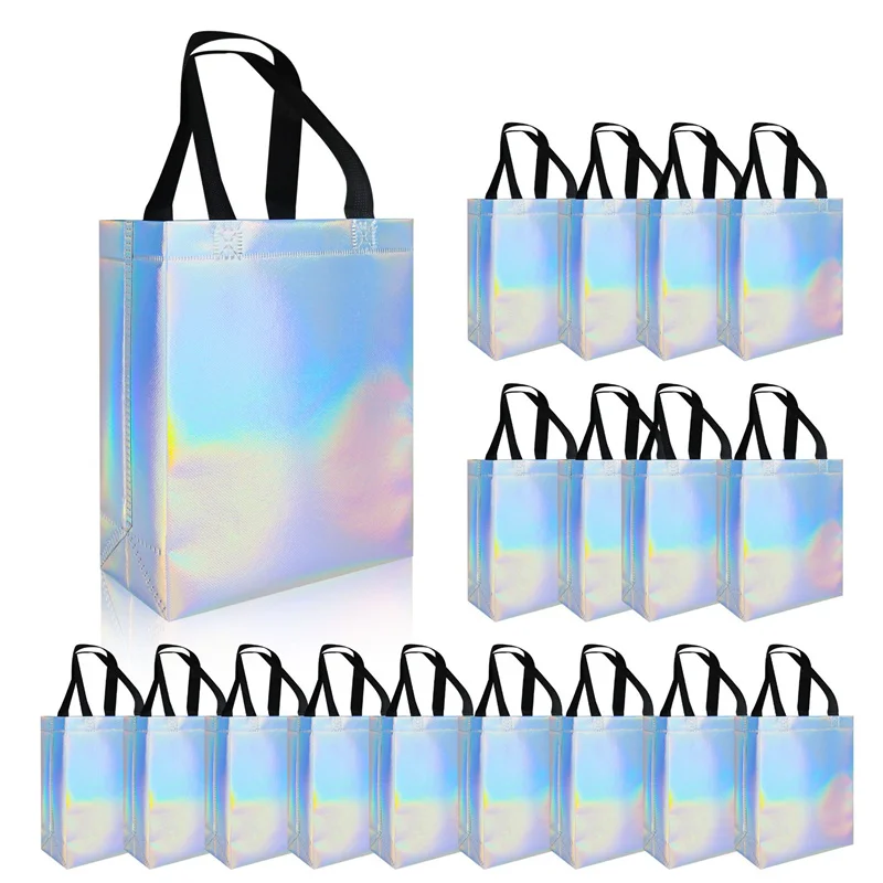 StoBag 25pcs Wholesale Laser Non-woven Tote Bags Shopping Portable Waterproof Storage Reusable Pouch Custom Logo(Extra Fee)