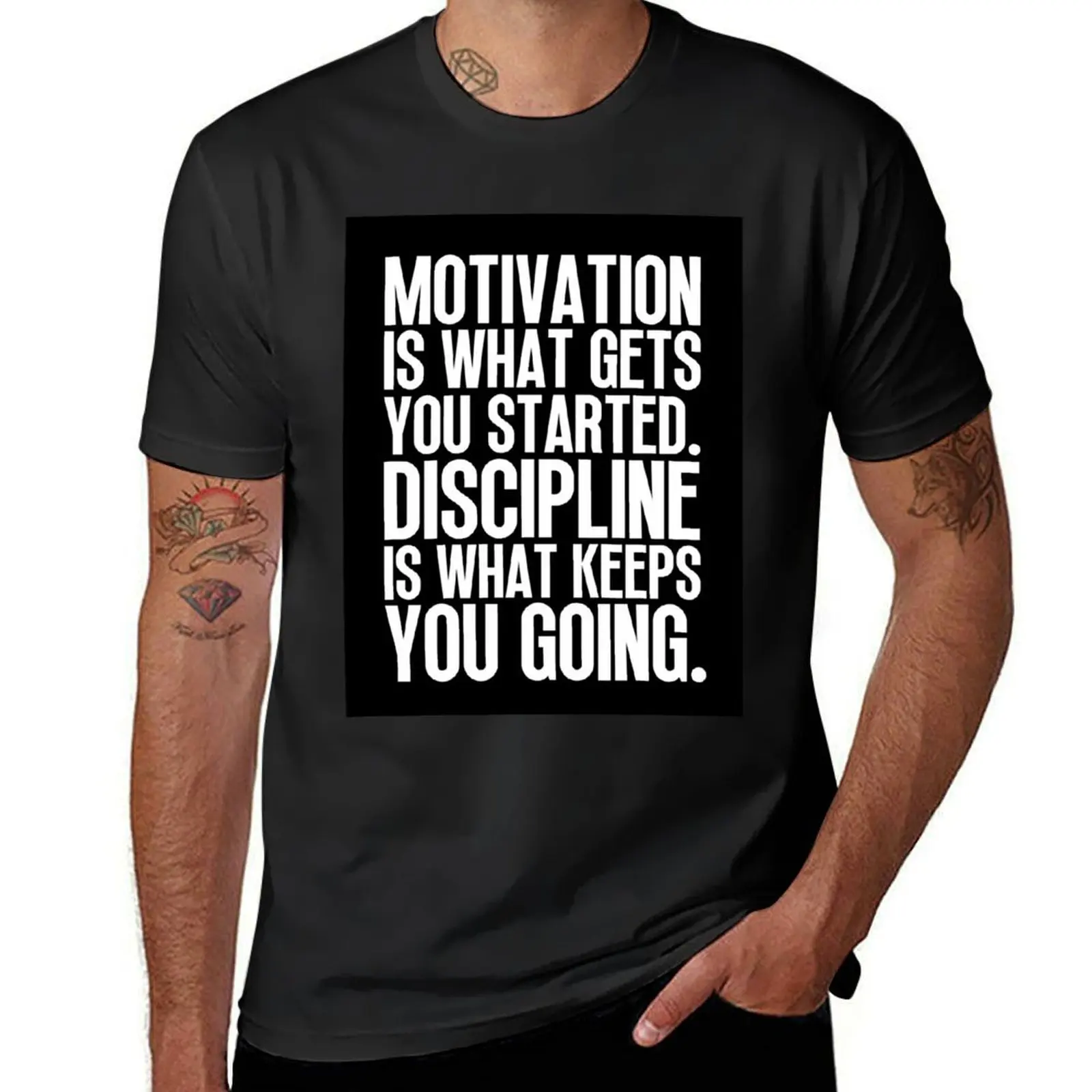 

Motivation VS Discipline T-Shirt sweat cotton graphic tees summer tops anime shirts men