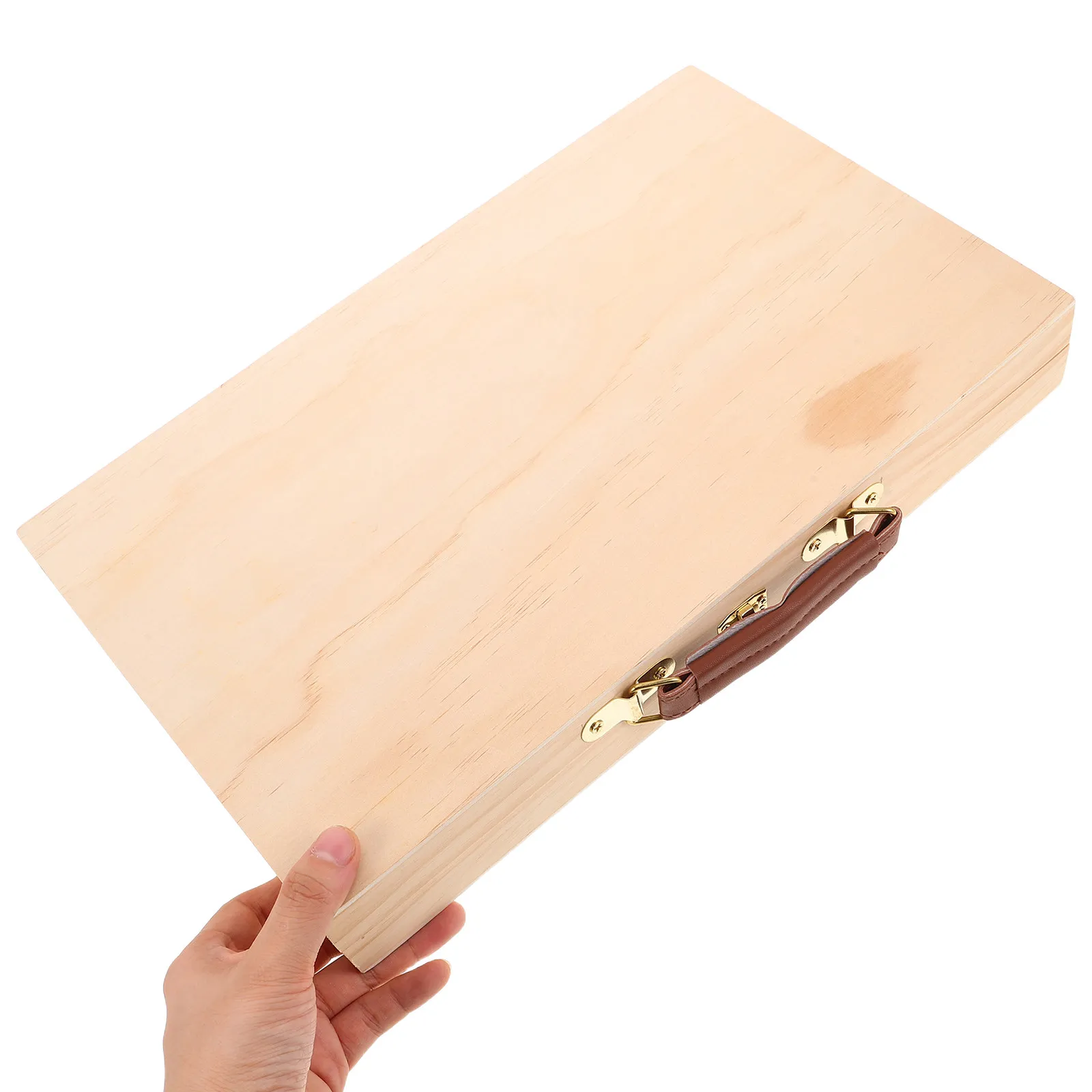 

2Pcs Portable Painting Box Wooden Art Storage Case Lightweight Handheld Organizer for Oil Painting Brushes Pigments Artists