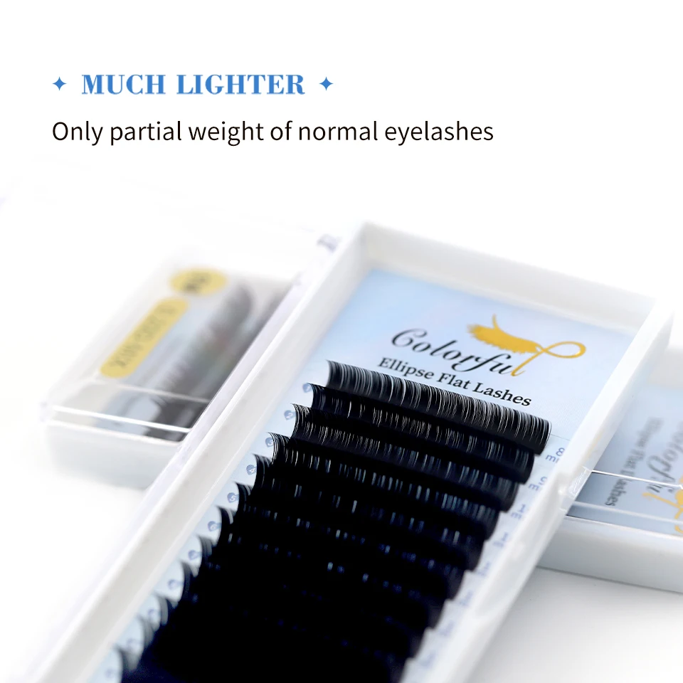 Colorato 10-18mm Premium Flat ellisse extension ciglia soft Split-tips Silk Long Individual Lashes Faux Mink ellisse Flat Lash