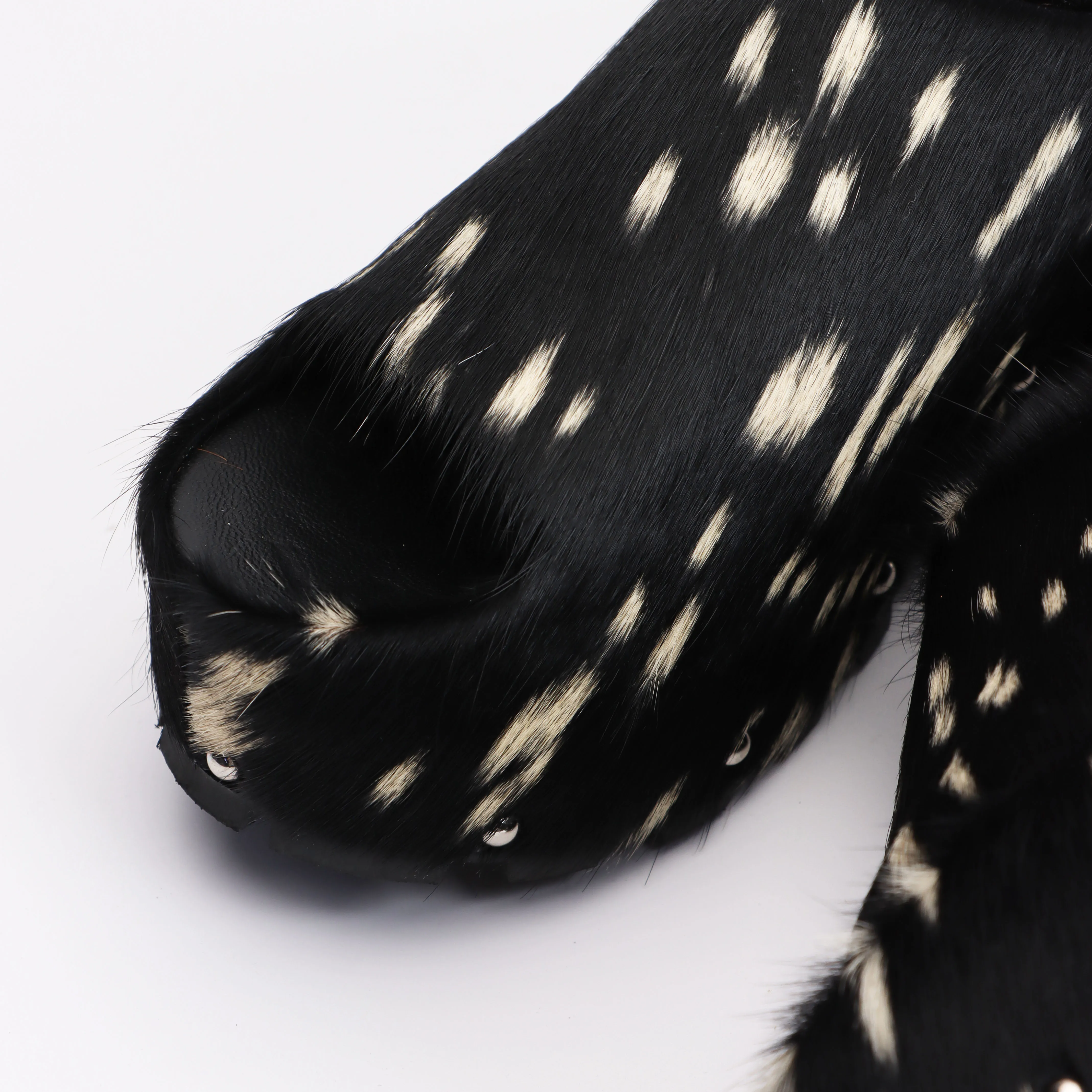 2025 نساء حقيقي العجل الشعر الجلود مصمم منصة فاخرة البغال اصطف الانزلاق على قباقيب الشرائح الصنادل الصيف موضة أحذية مريحة #4