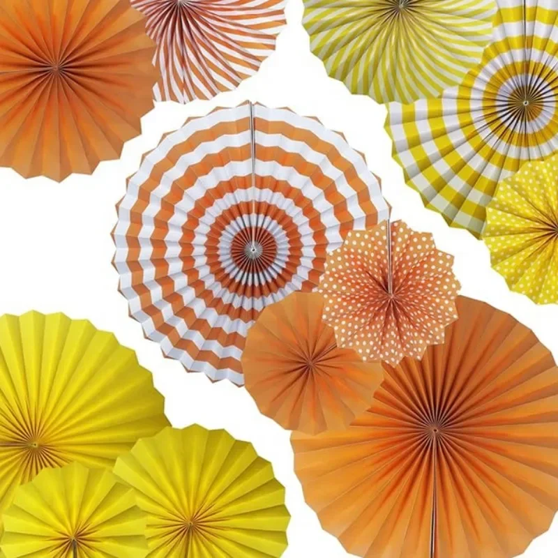 Turuncu Sarı Yeşil Asılı Petek Yuvarlak Kağıt Fan Parti Duvar Süslemeleri Sonbahar Bahar Doğum Günü Düğün Parti Malzemeleri