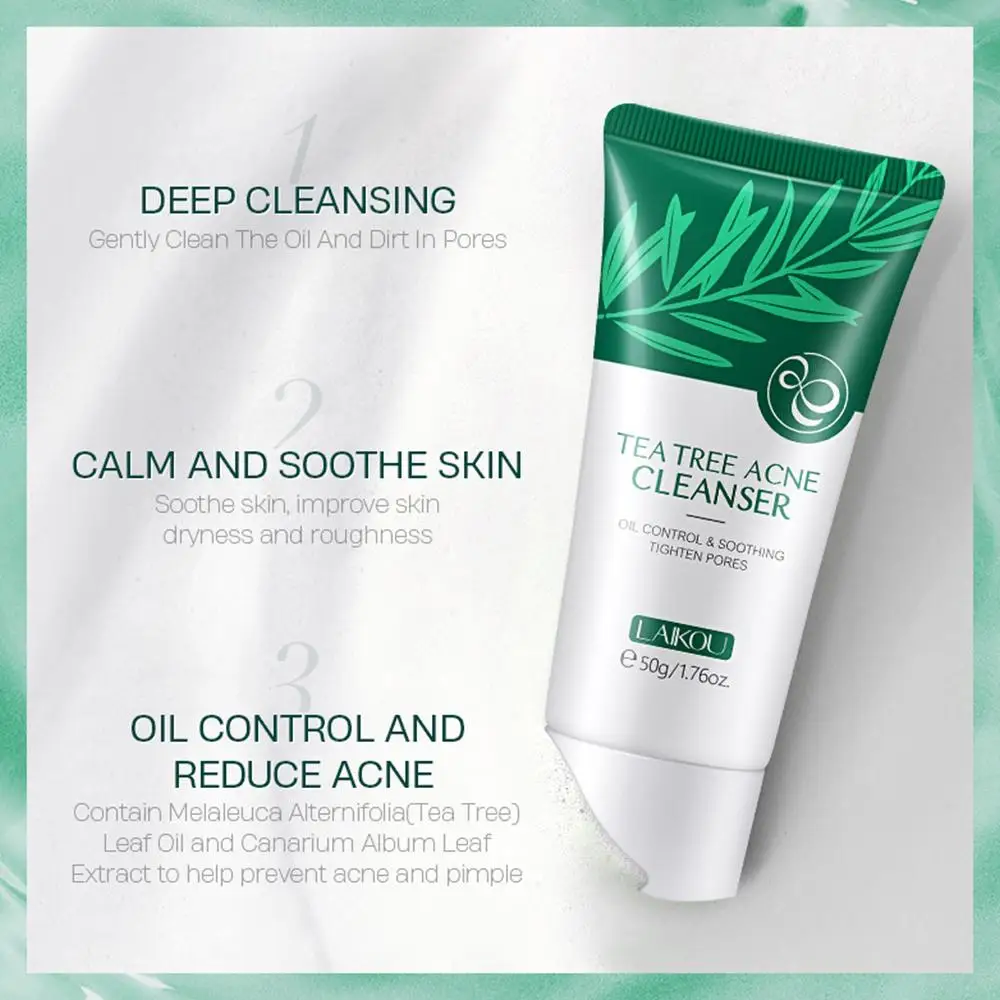 Tea Tree Essence Facial Cleanser, Controle de óleo, Calmante, Não Acne, Poros Limpeza Produtos, Encolhimento suave, irritante, Re M3X8