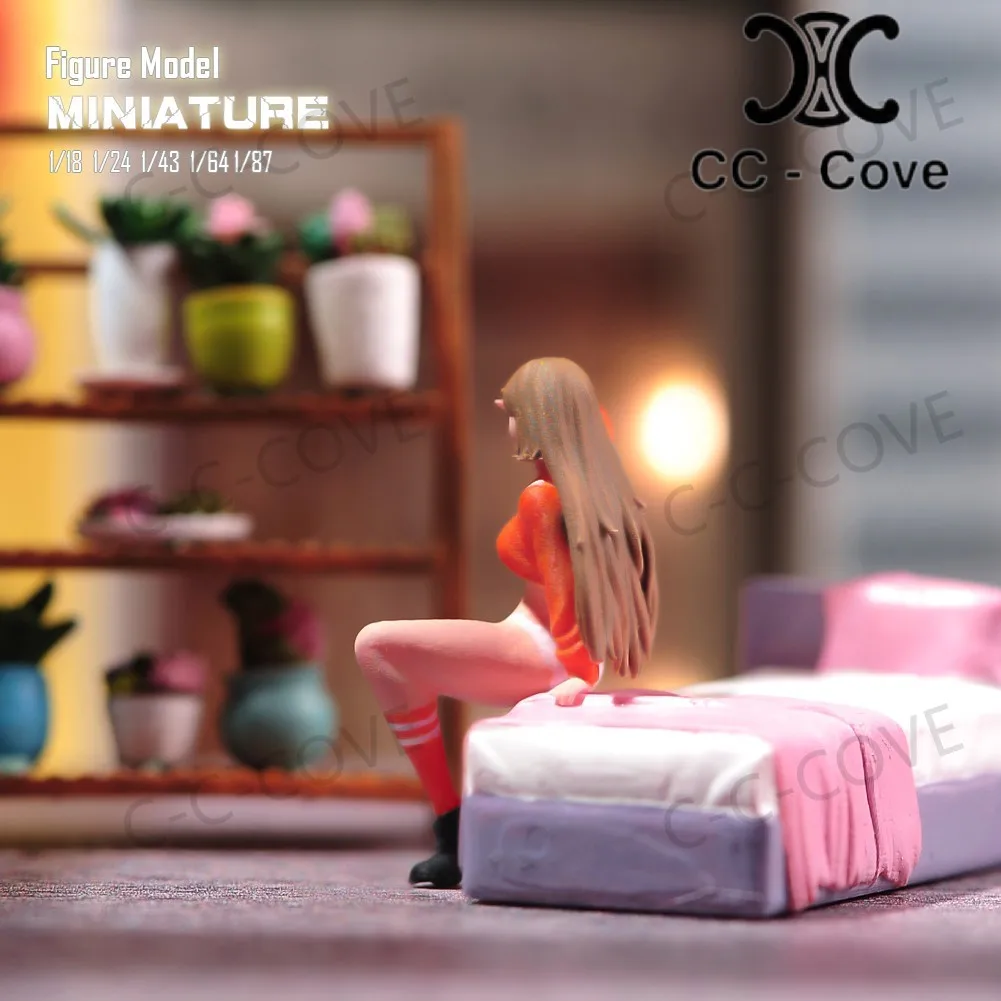 Painted Miniatures 1/18 1/24 1/43 1/64 1/87 Sexy Brown Haired Beauty Sitting With Legs Crossed Figure Model Toys View Decoration