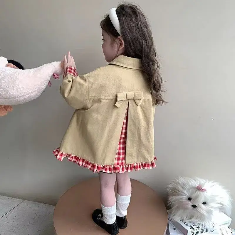 

Kids Girls Windbreaker Spring Fashionable Children's Spring Clothing Female Baby Spring Autumn Paragraph Casual Match Coat