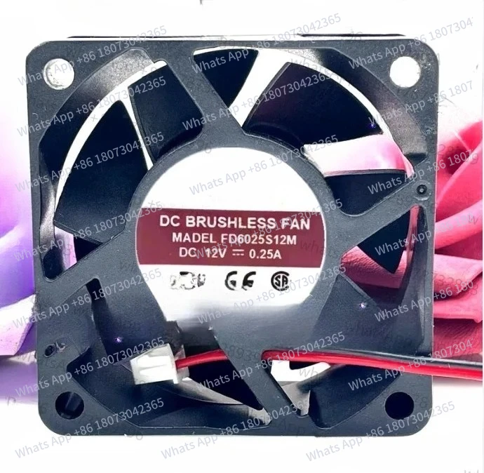 FD6025S12M DC 12V 0.25A 60x60x25mm 2-Wire Server Cooling Fan