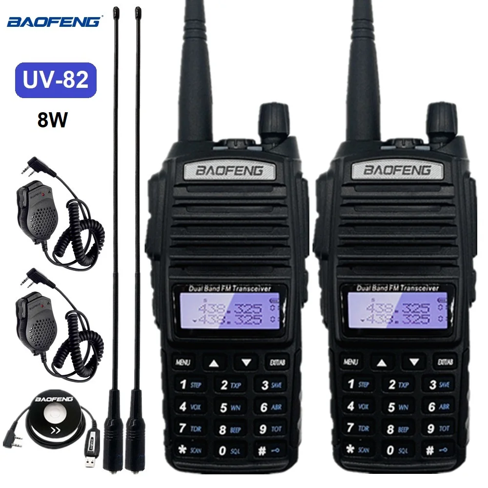 Walkie Talkie 2PCS Baofeng uv 82 8w Ham Radio Stations hf Transceiver Radio Scanner UV-82 Plus Amateur for Hunting UV82 vhf uhf