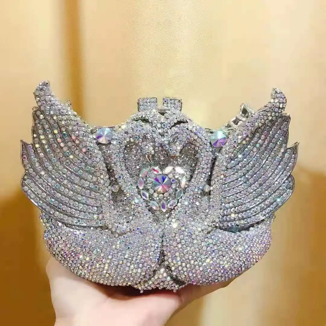 Women blue Clutch Bag Sequined ab Silver Diamond Handbag Bridal Wedding Party Metal Clutches Bags Purse Minaudiere Evening Bag