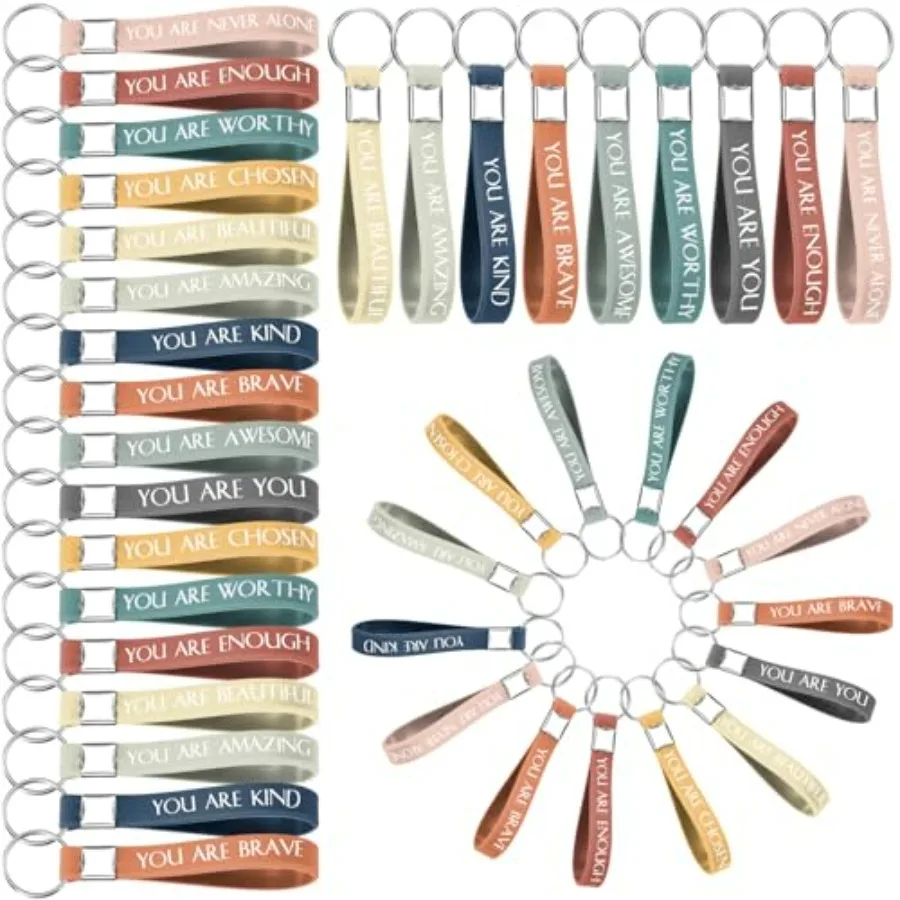 

60 pcs Inspirational Quote Key Chains Silicone Motivational Key Chains Employee Appreciation Gifts Teacher Appreciation Gifts