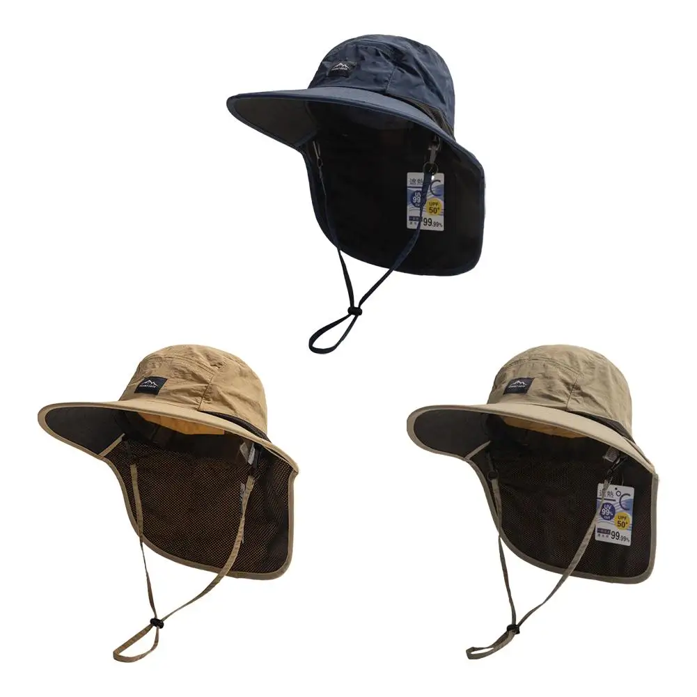 Unisex Summer Wide Brim Waterproof and Quick-drying Panama Caps Outdoor Visor Bucket Hats Mesh Breathable Sun Hat with Neck Flap