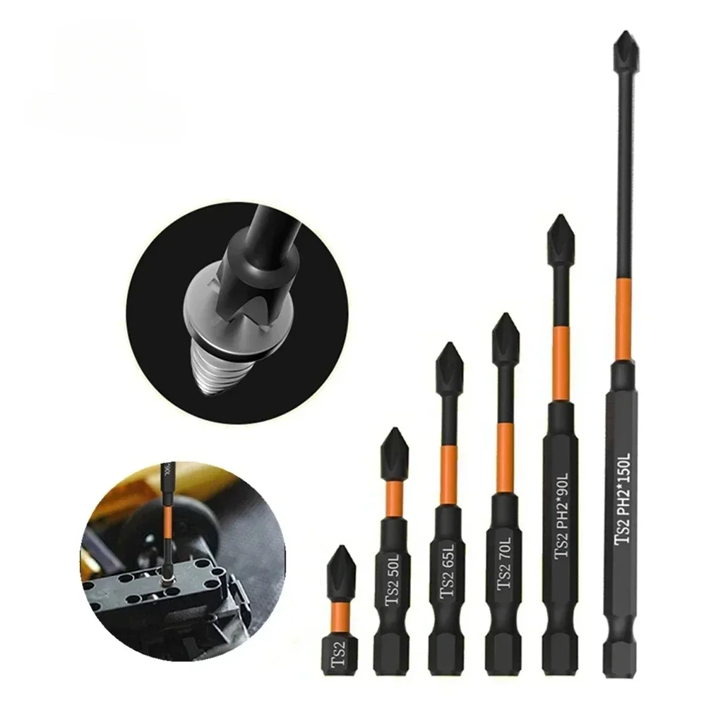 PH2 Magnetic Cross Bit Set Phillips Impact Batch Head Hardness Screwdriver Bit Screw Driver Extended High Hardness Hand Tools