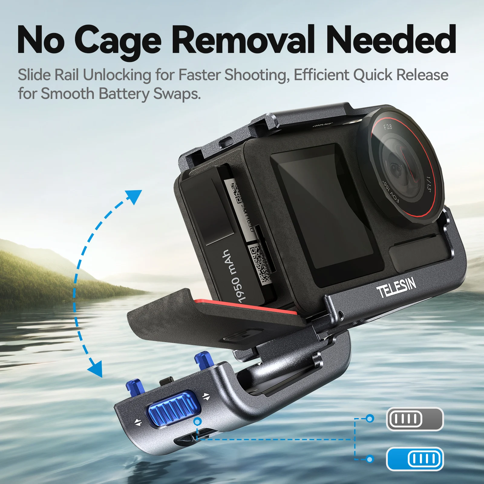 TELESIN Aluminium Alloy Frame Case For DJI OSMO Action 3 4 5 Pro Double Clod Shoe Cage Protective Shell For DJI Action 3 4 5pro