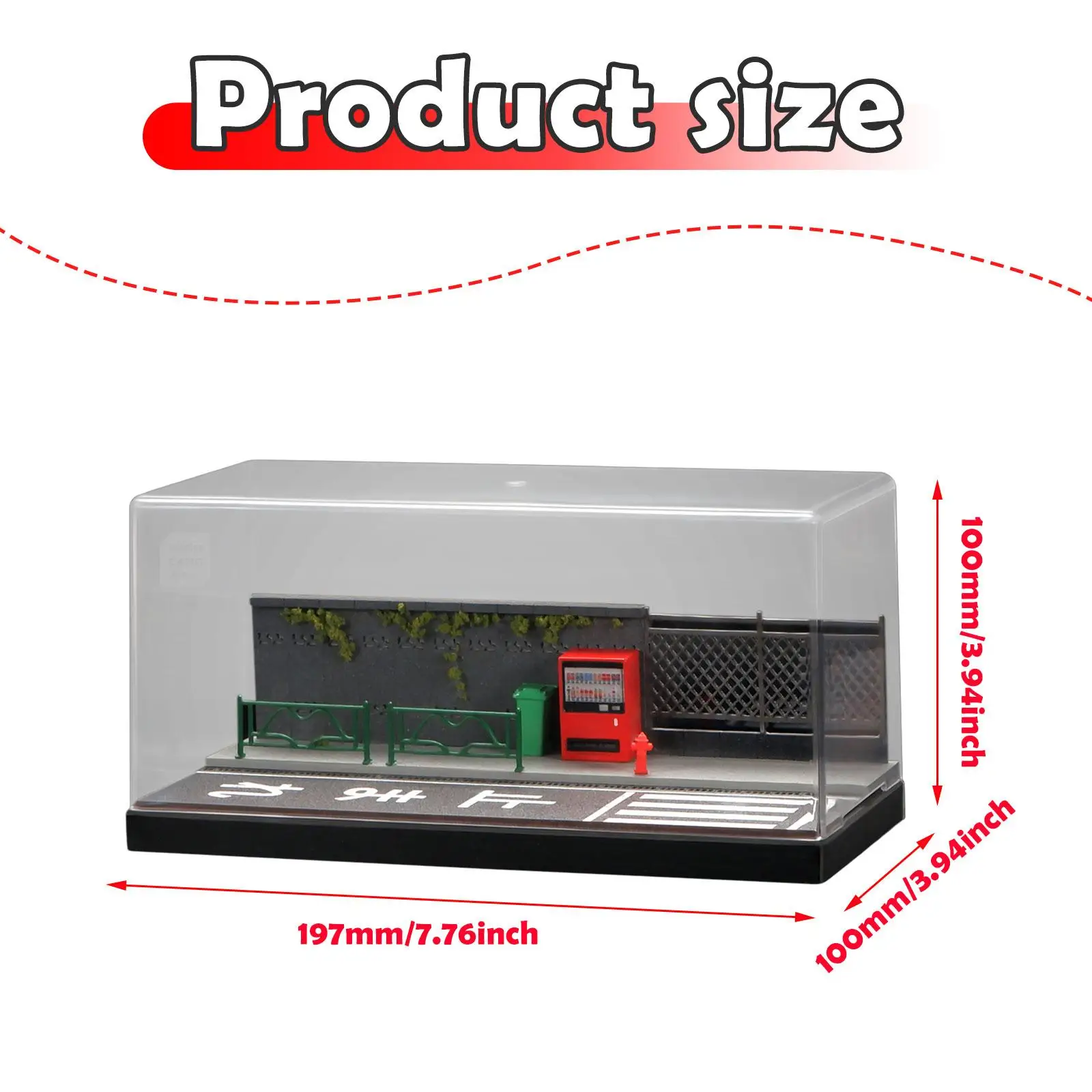 1/64 Scale Diecast Model Car Display Case สำหรับรถสปอร์ตสตรีทฉากพื้นหลังเดสก์ท็อปตกแต่งตกแต่งที่จอดรถไดโอรามา