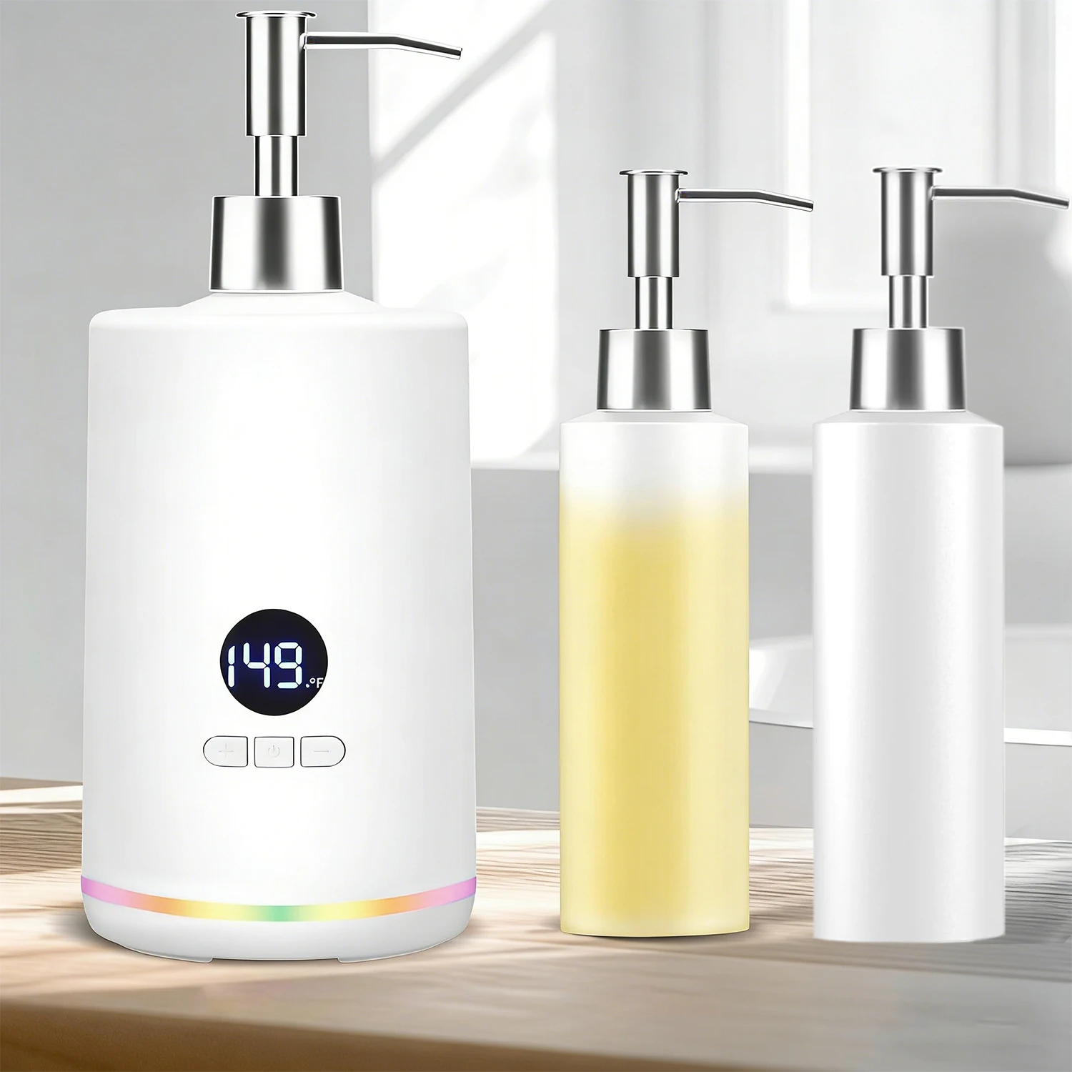 Massage Oil Warmer Lotion Cream Heater With LED Display with Double Bottle For Home Salon Spa Massage Quick Heating