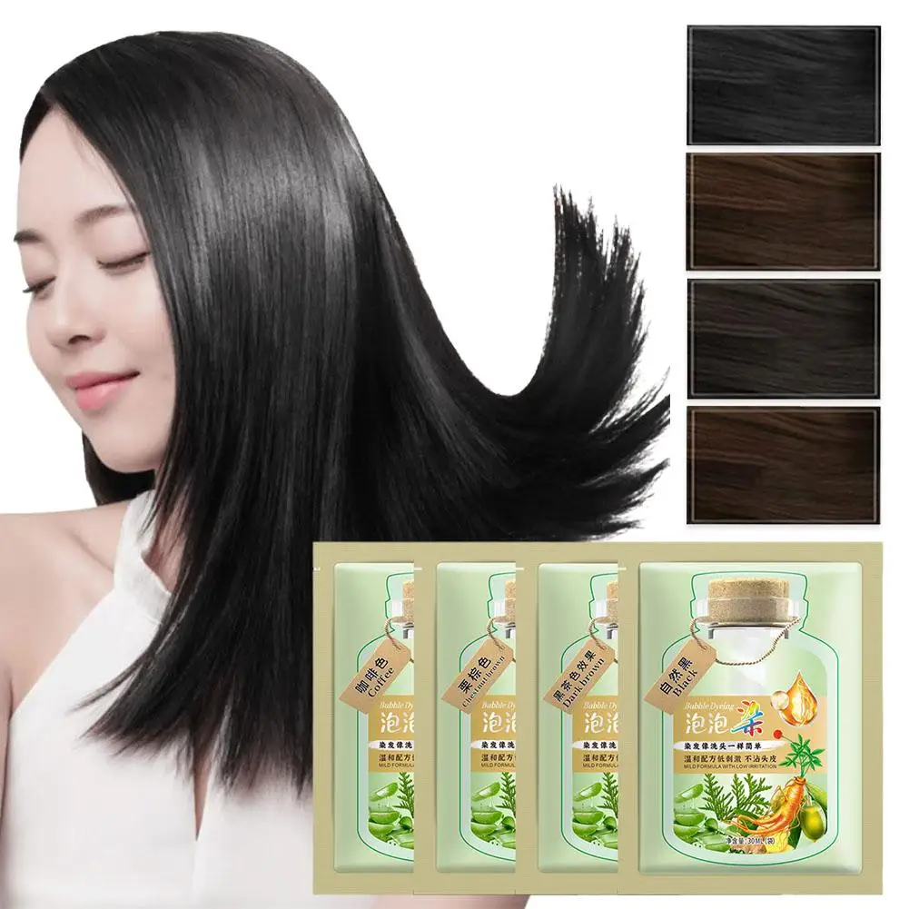 Shampoo 10pcs Bubble Natural Plant Hair Dye Long-lasting Hair Color Convenient And Effective Hair Coloring Шампунь Для Волос