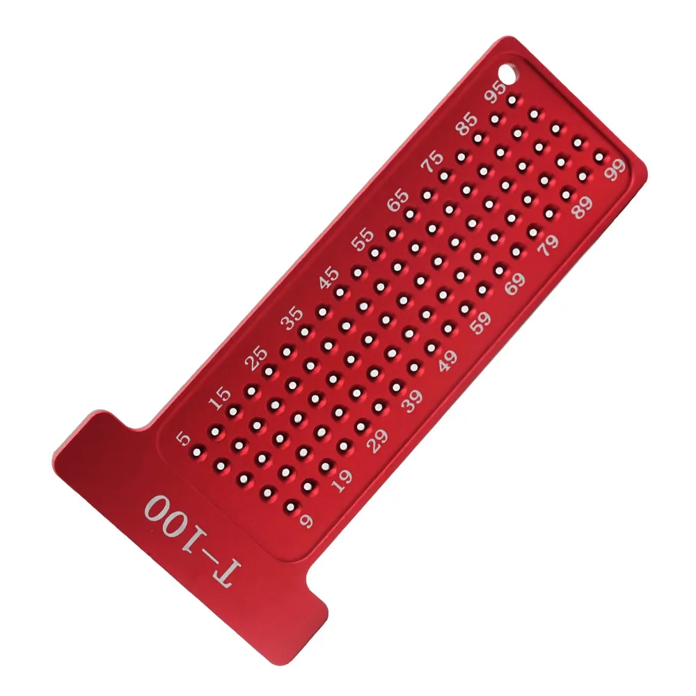 Portable Aluminum Alloy Hole Positioning Ruler 100mm Metric Scale Easy Writing T-Type Ruler Woodworking Square Carpenter Use
