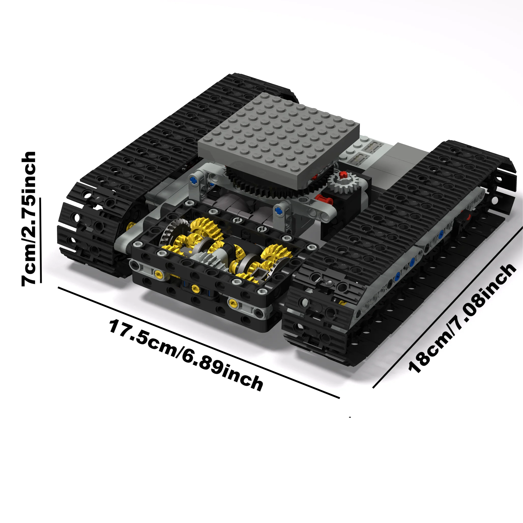 Tracked Chassis Gearbox Technical Building Block Parts MOC Tank Excavator Remote Control Steering System Gear Differential Brick