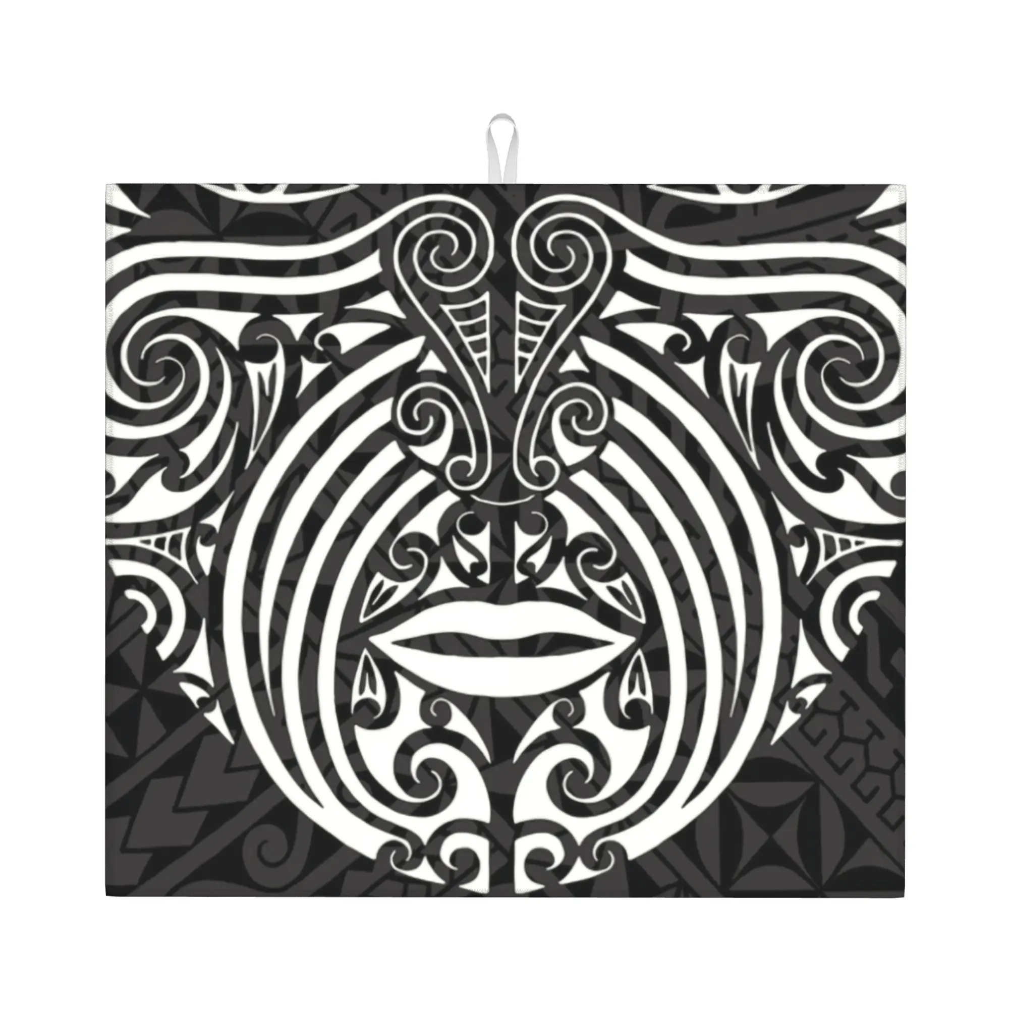 Maori Face Ta Moko Non Slip Kitchen Counter Protector Mat Barware Tableware Reusable New Zealand Bathroom Drying Mat For Kitchen