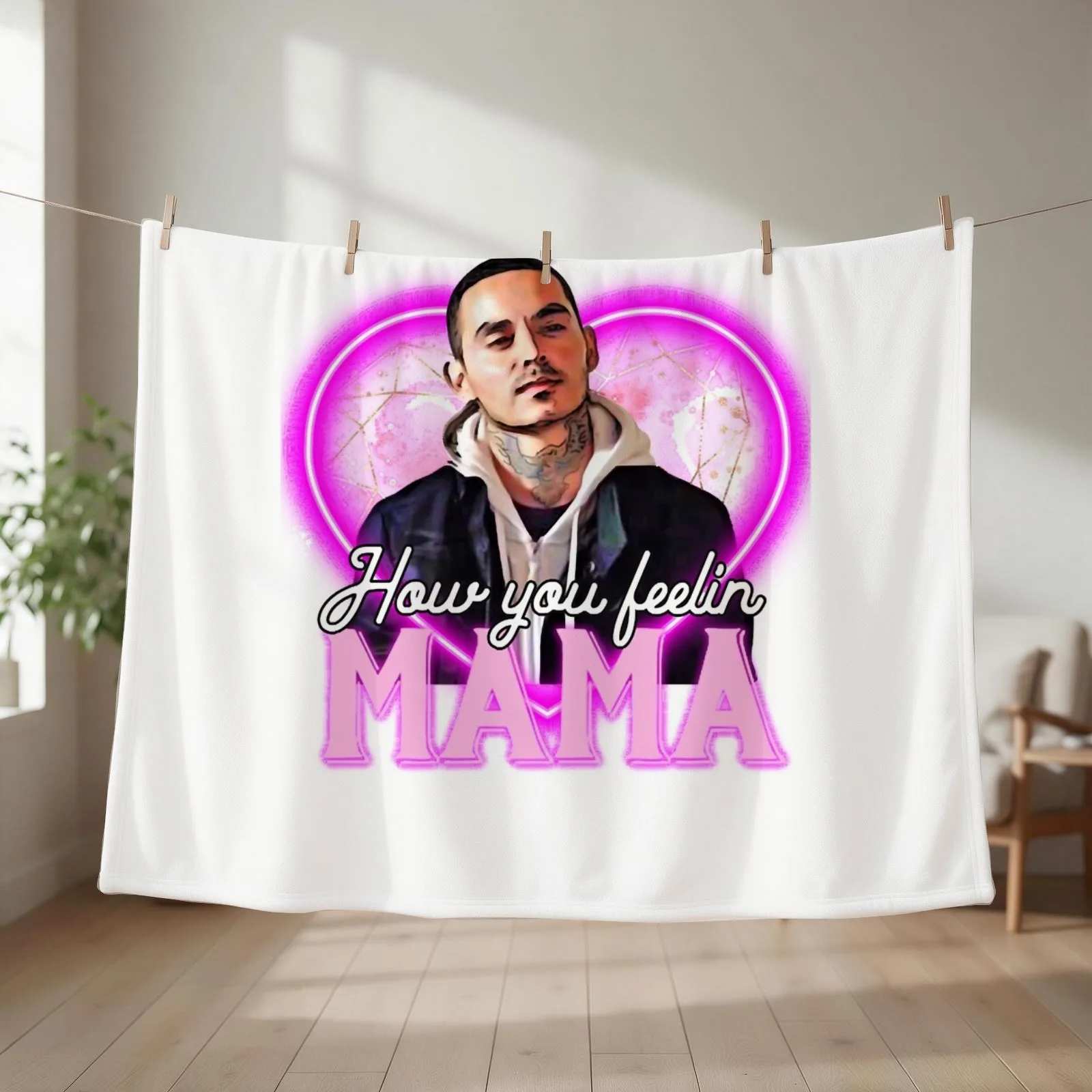 Good Girls Rio, Hey Mama How You Feelin Fitted Throw Blanket couch cozy soft plush fuzzy picnic outdoor blanket