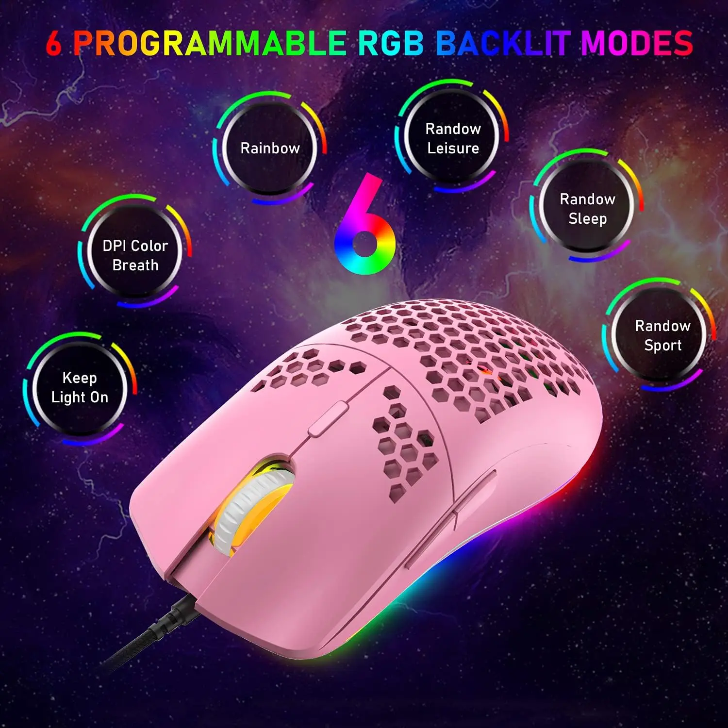 60% gamingtoetsenbord en muiscombinatie Samll Mini RGB LED-achtergrondverlichting Mechanisch gevoel en honingraat optische muis