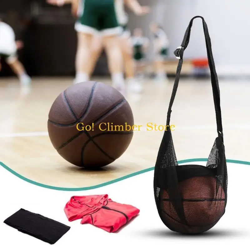 Q84C Bolsa armazenamento bola nylon durável com alça ombro Bolsa transporte bolsa esportiva para exercícios ao