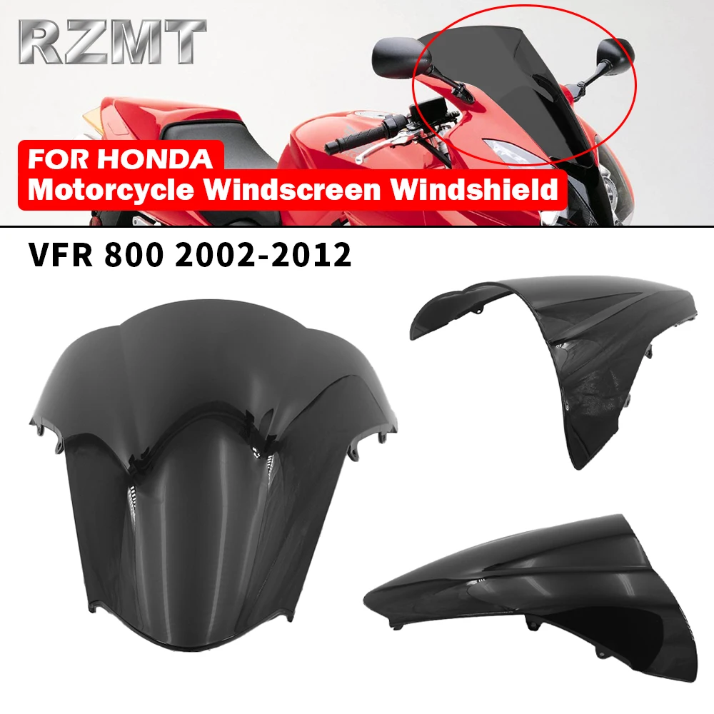 For Honda VFR800 VFR 800 2002-2012 Windscreen Windshield Shielda Double Bubble Wind Deflector Motorcycle Accessories