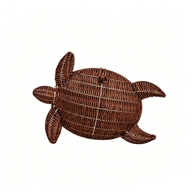 Schildkrötenförmige Rattan-Gewebte Umhängetasche mit Kettenriemen, Handgefertigte Stroh-Strandtasche, Damen Sommer-Abendtasche – Detail 12