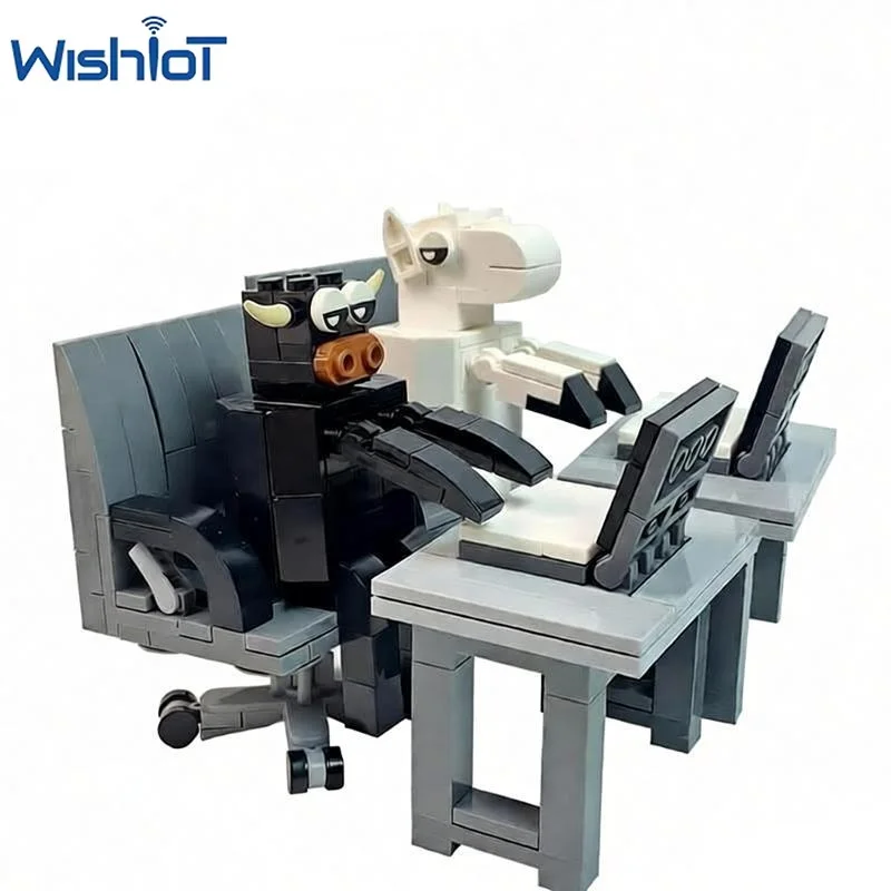 Creative Working Animals Oxen/Horses/Shrimps Model Building Blocks Puzzle Assembled Desktop Ornaments MOC Small Bricks Toy Gifts