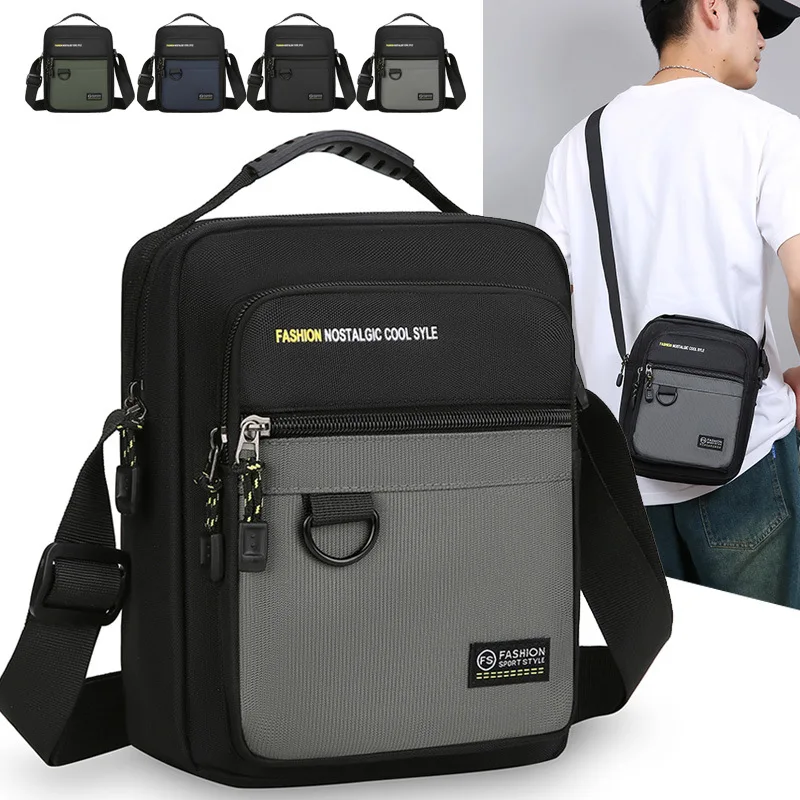 

Simple and durable Oxford fabric men's crossbody bag for commuting vertical square large-capacity waterproof single-shoulder bag
